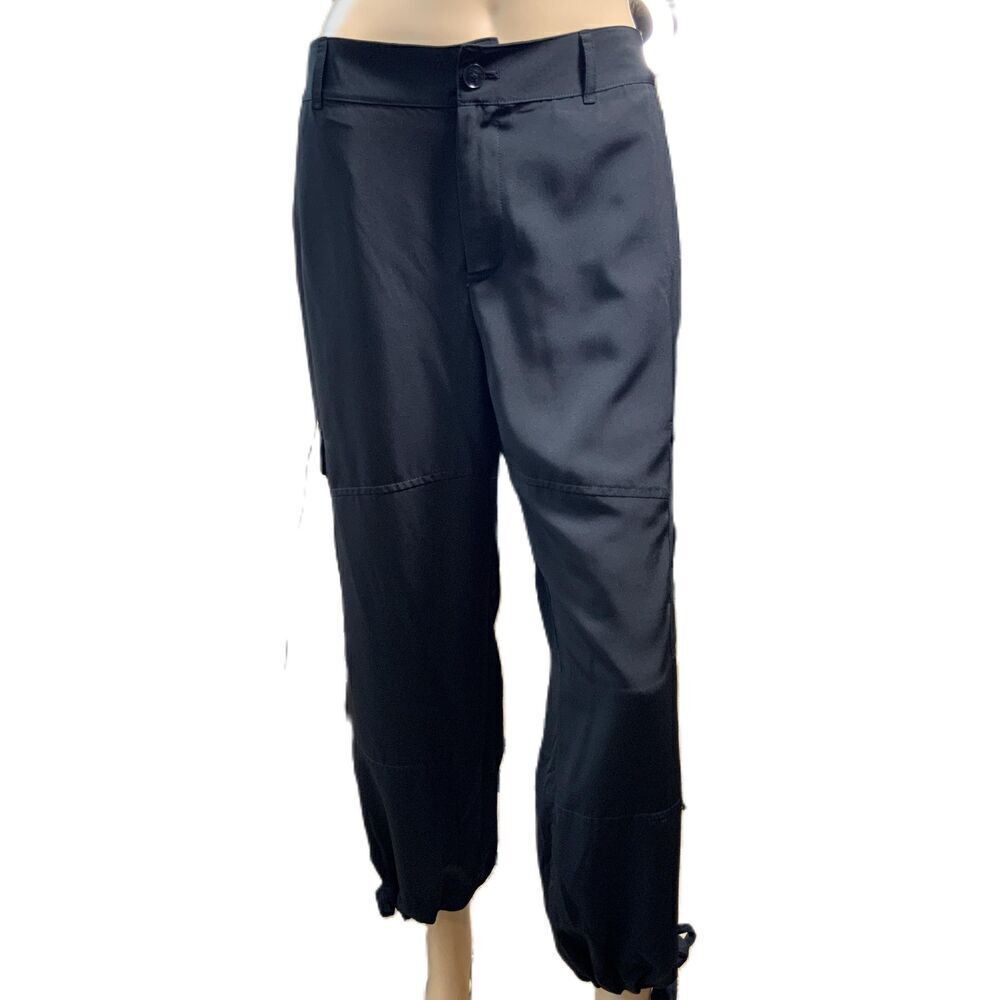 Chaps Black Drawstring Ankles‎ Side Pockets Cargo Pants Size 10 Grunge Aesthetic